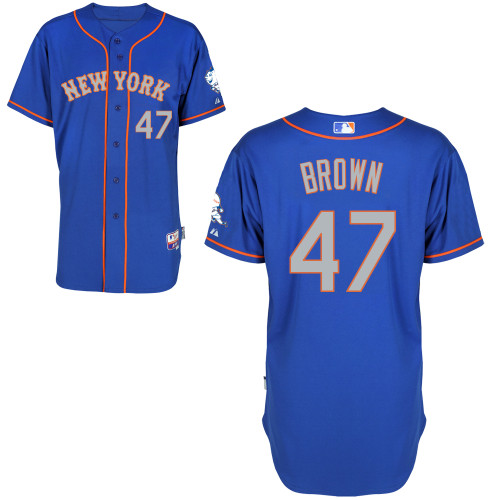 Andrew Brown #47 MLB Jersey-New York Mets Men's Authentic Blue Road Baseball Jersey